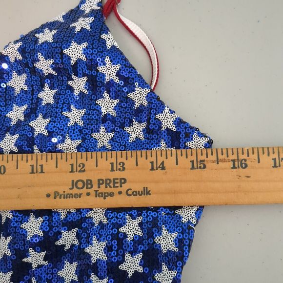 Bear Dance American Flag Sequin Bodysuit large 4th Of July Patriotic - Picture 3 of 5
